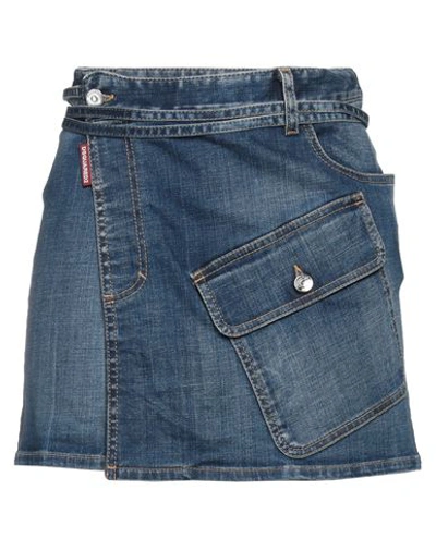 Dsquared2 Woman Denim Skirt Blue Size 6 Cotton, Elastane