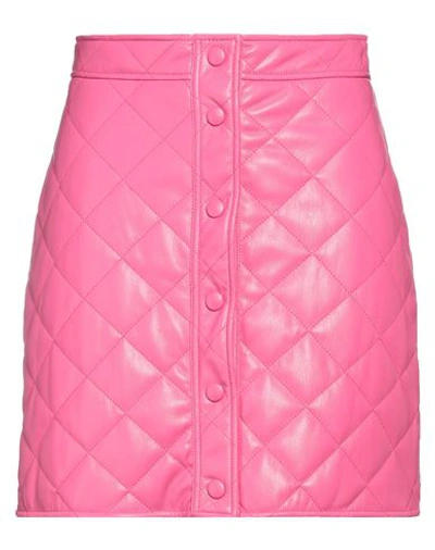 Msgm Quilted Faux Leather Mini Skirt In Pink