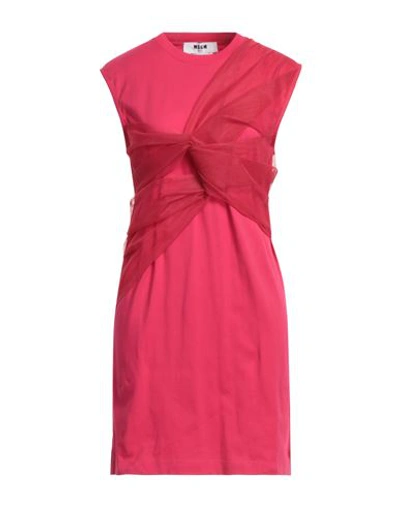 Msgm Woman Mini Dress Fuchsia Size Xs Cotton, Polyamide In Pink