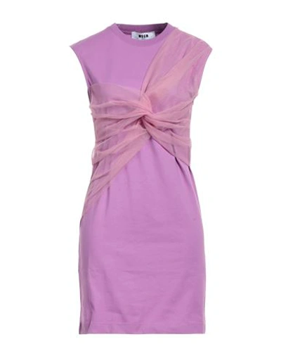 Msgm Woman Mini Dress Purple Size Xs Cotton, Polyamide