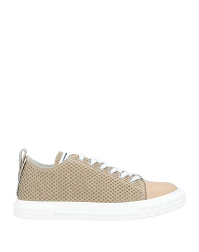 Giuseppe Zanotti Man Sneakers Sand Size 7.5 Soft Leather, Textile Fibers In Beige