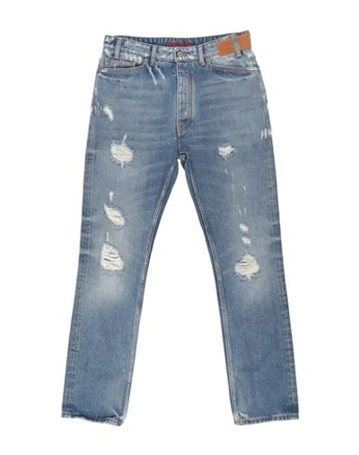 Palm Angels Man Jeans Blue Size 32 Cotton, Soft Leather, Polyester