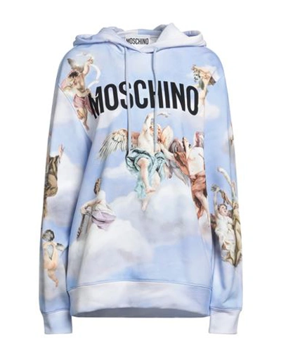 Moschino Woman Sweatshirt Light Blue Size 10 Cotton