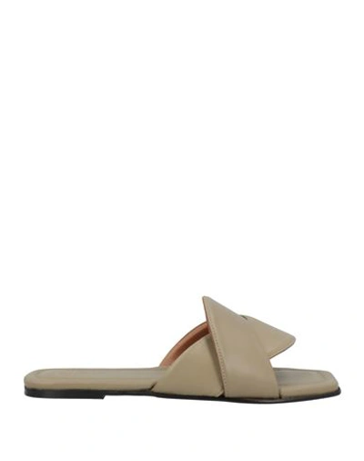 Atp Atelier Woman Sandals Sage Green Size 11 Soft Leather In Beige
