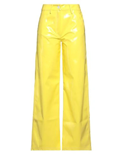 Avn Woman Pants Yellow Size 6 Polyester, Polyurethane