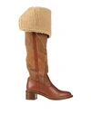 Celine Woman Knee Boots Tan Size 10 Soft Leather In Brown