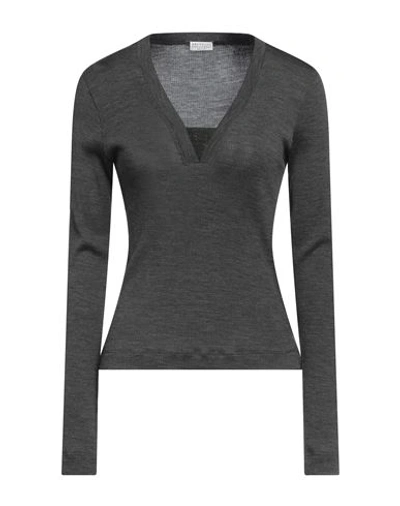 Brunello Cucinelli Woman Sweater Grey Size 3xl Virgin Wool, Acetate, Silk