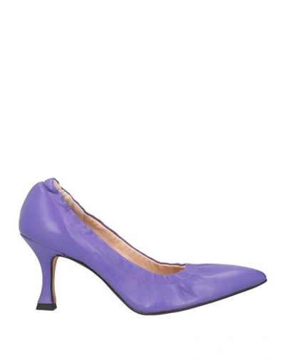 Elena Del Chio Woman Pumps Purple Size 6 Soft Leather