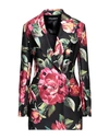 Dolce & Gabbana Rose-print Double-breasted Blazer In Black