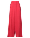 SUOLI SUOLI WOMAN PANTS RED SIZE 2 POLYESTER, ELASTANE