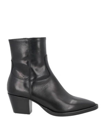 Anna F . Woman Ankle Boots Black Size 11 Calfskin