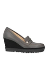 A.testoni A. Testoni Woman Loafers Lead Size 7.5 Soft Leather In Grey