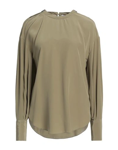 Brunello Cucinelli Woman Top Military Green Size M Silk, Ecobrass