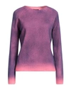 Aragona Woman Sweater Purple Size 8 Wool, Cashmere