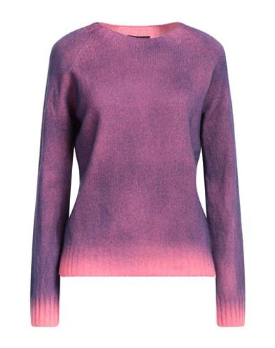 Aragona Woman Sweater Purple Size 8 Wool, Cashmere