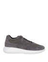 Hogan Man Sneakers Lead Size 11.5 Leather, Textile Fibers In Grey
