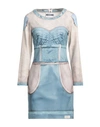 Moschino Woman Mini Dress Sky Blue Size 8 Cotton, Elastane
