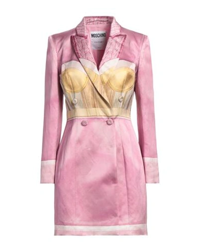 Moschino Woman Mini Dress Pink Size 10 Linen, Viscose