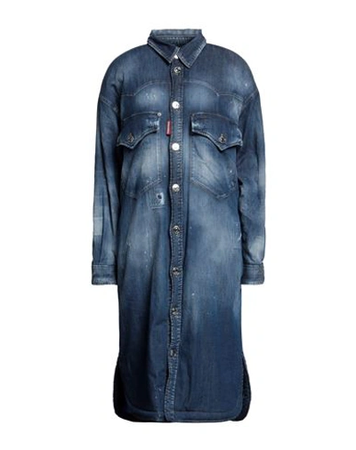 Dsquared2 Woman Denim Outerwear Blue Size 8 Cotton, Elastane, Virgin Wool, Polyester
