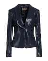 Simona Corsellini Woman Suit Jacket Navy Blue Size 4 Viscose, Polyamide In Navy Blue