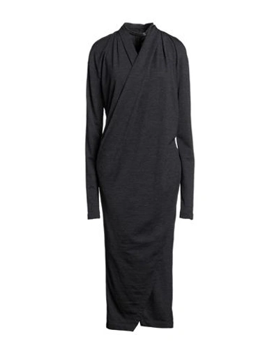 Brunello Cucinelli Woman Midi Dress Lead Size Xxl Virgin Wool, Elastane, Brass, Acetate, Silk In Grey
