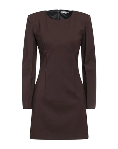 Patrizia Pepe Woman Mini Dress Dark Brown Size 6 Polyester, Virgin Wool, Elastane