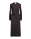 Même Road Woman Midi Dress Dark Brown Size L Viscose, Polyester, Polyamide