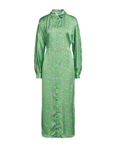 Msgm Woman Long Dress Acid Green Size 8 Polyester