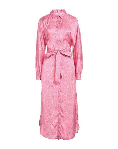 Msgm Woman Long Dress Pink Size 6 Polyester