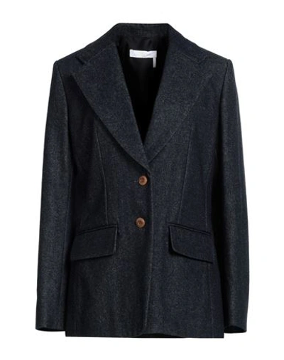 CHLOÉ CHLOÉ WOMAN BLAZER BLUE SIZE 8 COTTON, HEMP