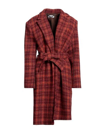 Jijil Woman Overcoat & Trench Coat Red Size 8 Wool, Acrylic, Polyester, Cotton