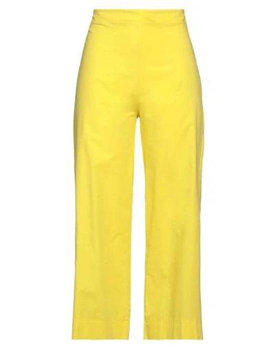Siste's Woman Pants Yellow Size S Cotton, Elastane