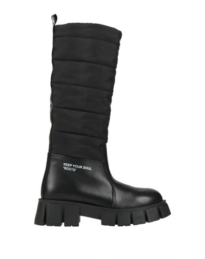 Metisse Woman Boot Black Size 11 Soft Leather, Textile Fibers