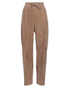 Brunello Cucinelli Woman Pants Khaki Size 8 Soft Leather In Beige