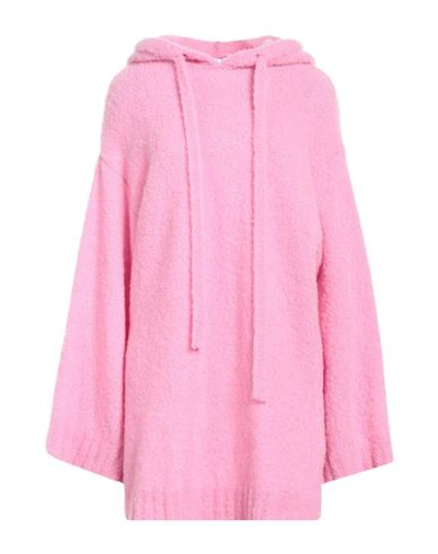 Msgm Woman Mini Dress Pink Size M Virgin Wool, Polyamide