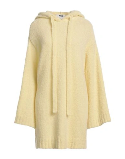 Msgm Woman Mini Dress Light Yellow Size M Virgin Wool, Polyamide
