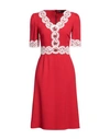 DOLCE & GABBANA DOLCE & GABBANA WOMAN MIDI DRESS RED SIZE 2 VISCOSE, ACETATE, COTTON, ELASTANE, POLYESTER