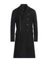 Neil Barrett Man Coat Midnight Blue Size 44 Wool, Polyamide, Polyester, Cotton In Black