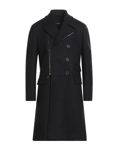 Neil Barrett Man Coat Midnight Blue Size 44 Wool, Polyamide, Polyester, Cotton In Black