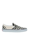 Vans Classic Slip On In Checkerboard Print In White And Black With White Stripe In White