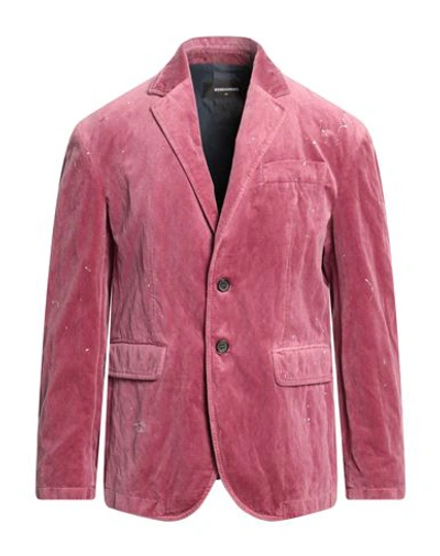 Dsquared2 Man Blazer Mauve Size 44 Cotton, Metallic Fiber, Calfskin In Purple