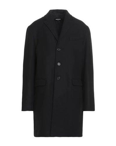 Dsquared2 Man Coat Black Size 40 Virgin Wool, Polyamide, Elastane