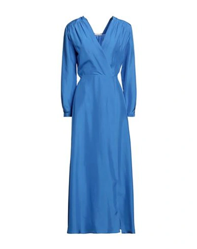 Hanami D'or Woman Maxi Dress Pastel Blue Size 6 Silk