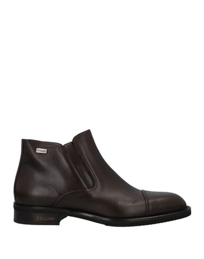 Pollini Man Ankle Boots Dark Brown Size 12 Calfskin