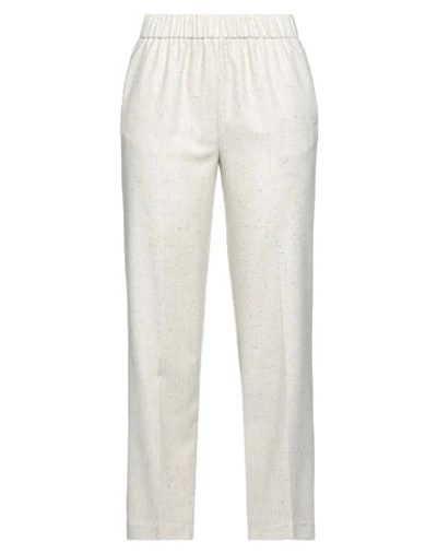 Beatrice B Beatrice .b Woman Pants Cream Size 14 Viscose, Polyester, Wool, Polyamide, Silk In White