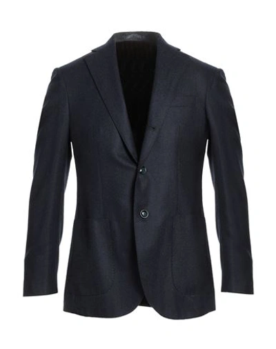 Barba Napoli Man Suit Jacket Navy Blue Size 44 Wool