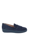 Fitflop Woman Loafers Midnight Blue Size 9 Soft Leather In Blue