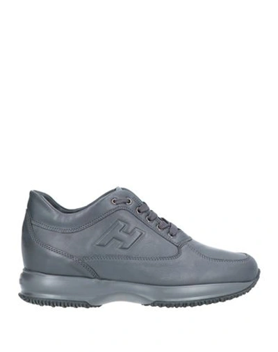 Hogan Man Sneakers Steel Grey Size 9.5 Soft Leather