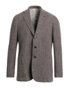 Angelo Marino Man Suit Jacket Dark Brown Size 44 Virgin Wool, Cotton, Linen