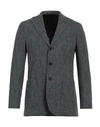 Angelo Marino Man Blazer Lead Size 40 Virgin Wool, Cotton, Linen In Grey